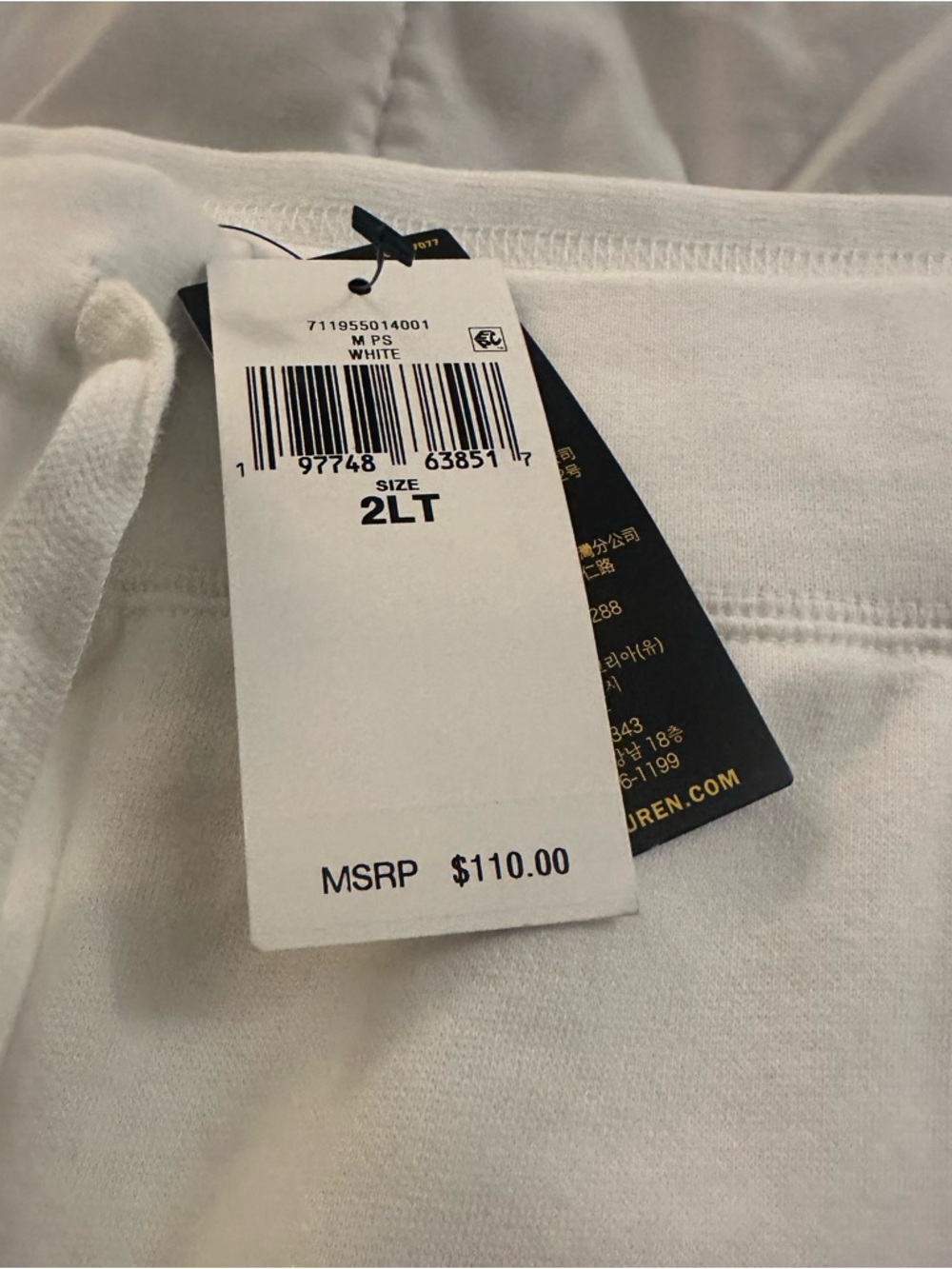 Polo Ralph Lauren Fleece Shorts - White - NEW - Men’s 2XL - Tall - Picture 3 of 5